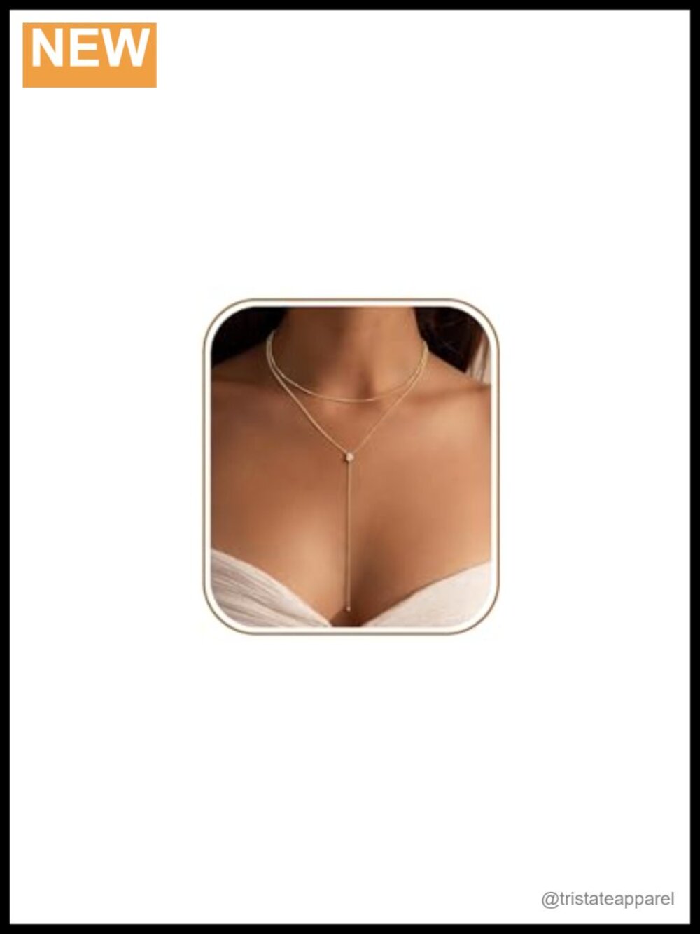 14K Gold Plated Dainty Lariat Necklace Y-Shaped Layered Drop Pearl Cross Clover